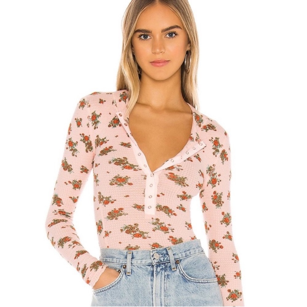 Two Free People Thermal Floral Button-Up tops in s Pink size medium M